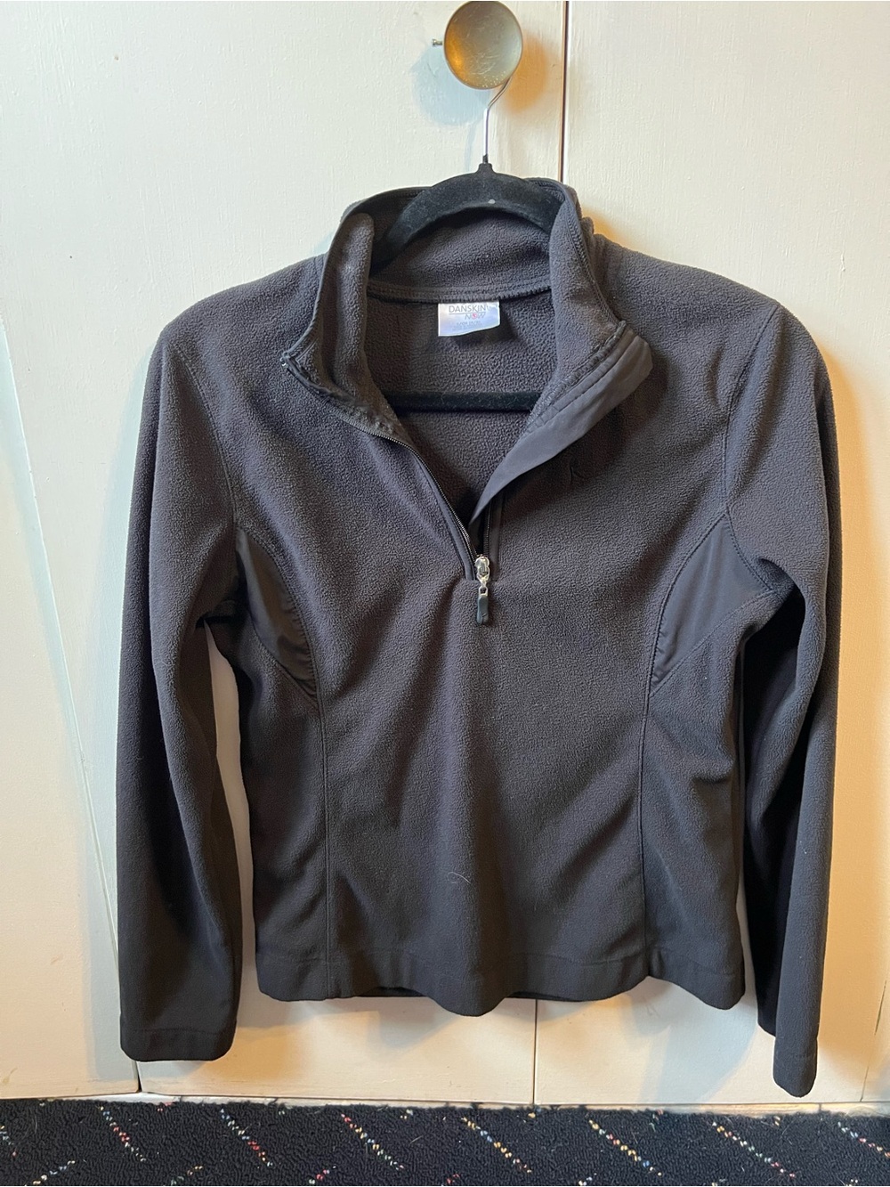 Danskin Now Black Fleece Quarter-Zip Pullover